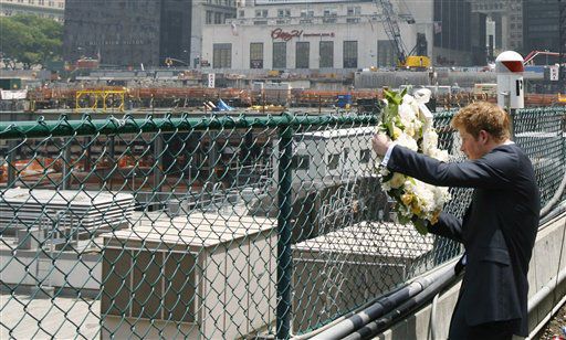 Prince Harry places a wreath at the World Trade Center site. It included a message from him saying  "In respectful memory of those who lost their lives on September 11, 2001, and in admiration of the courage shown by the people of this great city on that day."